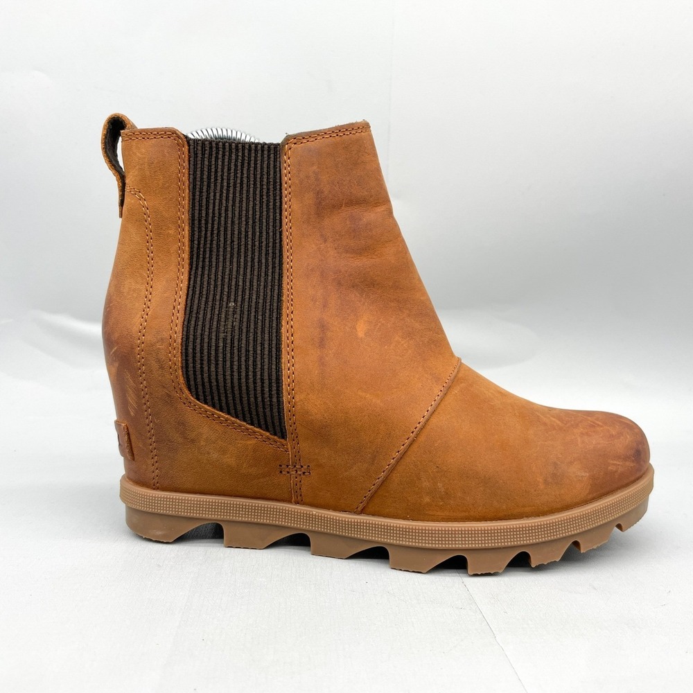 Sorel Womens 7.5 Joan of Arctic Rhapsody Chelsea Wedge Boots Elk Brown Leather